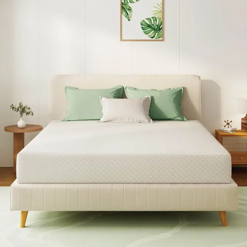 Colchón de espuma viscoelástica de té verde de 8 pulgadas para un sueño fresco y alivio de presión, sin fibra de vidrio, funda extraíble lavable,