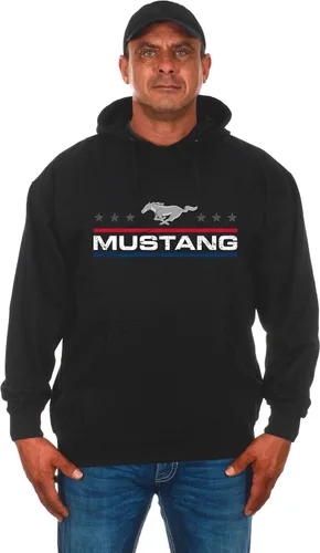 Miniatura 2 de JH DESIGN GROUP Ford Mustang - Sudadera con capucha para hombre con bandera estadounidense envejecida de 2 caras