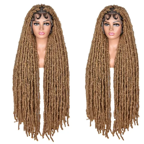 Pelucas de rastas sintéticas trenzadas para mujeres negras, pelucas de rastas sintéticas de mariposa con cabello de bebé de 40 pulgadas, encaje