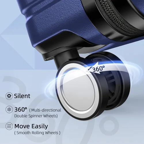 Miniatura 3 de BEOW Equipaje Sets Expandible Maletas Ligeras con Ruedas PC+ABS Durable Viaje Equipaje TSA Lock, Azul profundo