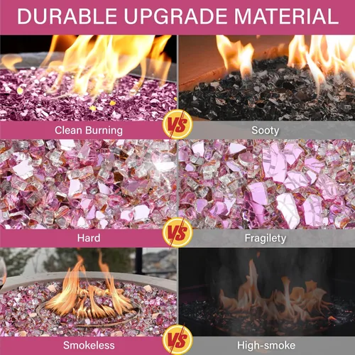 Miniatura 24 de NUPICK Vidrio de Fuego de 5 Libras, Vidrio Brillante para Fogata de 1/2 Pulgada, Roca de Vidrio Templado para Fogata para Propano o Gas Natural