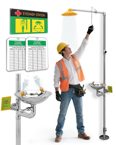 Estación de lavado de ojos de emergencia con ducha de acero inoxidable Kit de lavado de ojos y ducha integrado Sistema de lavado de ojos y ducha