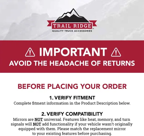 Miniatura 5 de Trail Ridge Juego de espejos de remolque de 2 piezas para el lado del conductor y del pasajero compatible con Ford F-150 FO1320479 FO1321479