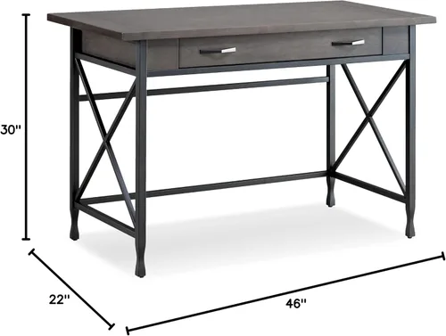 Miniatura 3 de Leick Home 23400 Chisel & Forge - Escritorio para computadora con cajón frontal para teclado, gris ahumado y negro mate