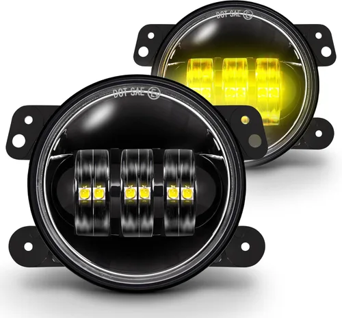 TRUE MODS Luces antiniebla LED de 4 pulgadas 60W color ámbar de repuesto para parachoques delantero de plástico de Jeep Wrangler JK JKU 2007-2018