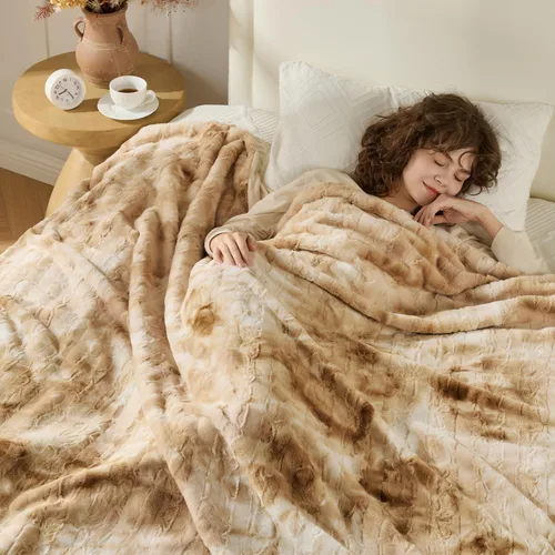 Miniatura 10 de Krifey Manta de piel sintética, manta suave, esponjosa y acogedora para sofá, manta de visón de lujo, manta cálida tipo throw para cama, regalos