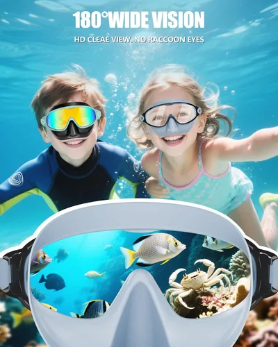 Miniatura 7 de Aegend Gafas de natación con cubierta para la nariz, paquete de 2 máscaras de natación de visión amplia, antivaho/UV