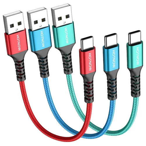 Miniatura 13 de Cable corto USB A a USB C de 0.5 pies, paquete de 3 cables USB C de 6 pulgadas de carga rápida 3A para iPhone 17 16 15, Samsung Galaxy S24 S23 S11
