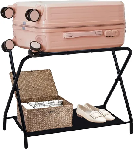 KB Designs - Soporte plegable de metal para maleta, color negro
