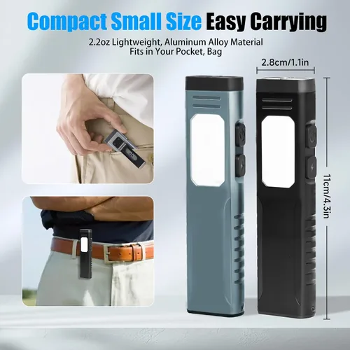 Miniatura 7 de linterna recargable EDC con beeper de sonido, linternas planas portátiles de bolsillo, linterna magnética pequeña, linterna de mano con clip de luz