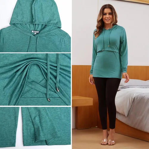 Miniatura 200 de GINKANA Sudadera con capucha para mujer, manga larga, lactancia materna, ropa casual