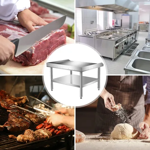Miniatura 7 de Soporte de parrilla de acero inoxidable resistente con certificación NSF de calibre 18 con estante inferior para cocinas, cuartos de servicio