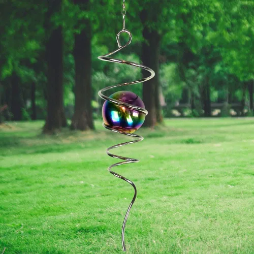 Miniatura 13 de Molinillo de viento de mandala de bendición, 12 pulgadas, 3D, de acero inoxidable, regalo valioso, cortado con láser, arte cinético de jardín, A5