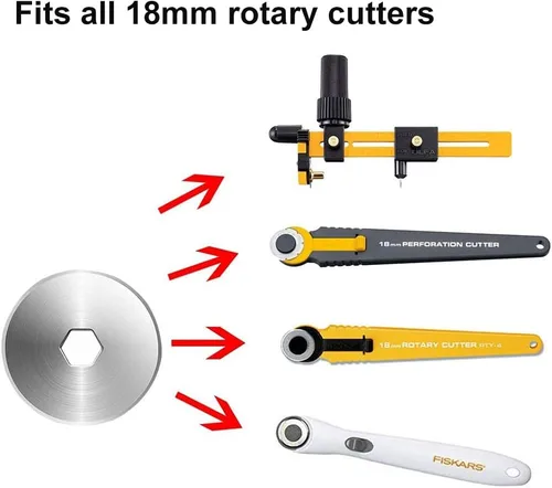 Miniatura 3 de Cuchillas de corte rotativas de 0.71 pulgadas, paquete de 10 unidades, se adapta a OLFA de repuesto para acolchados, álbumes de recortes, costura