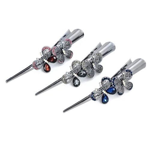 Miniatura 9 de Fashion & Lifestyle Juego de 3 pinzas de corte de cocodrilo grandes de aleación de metal para mujeres y niñas, horquillas de sujeción bastante