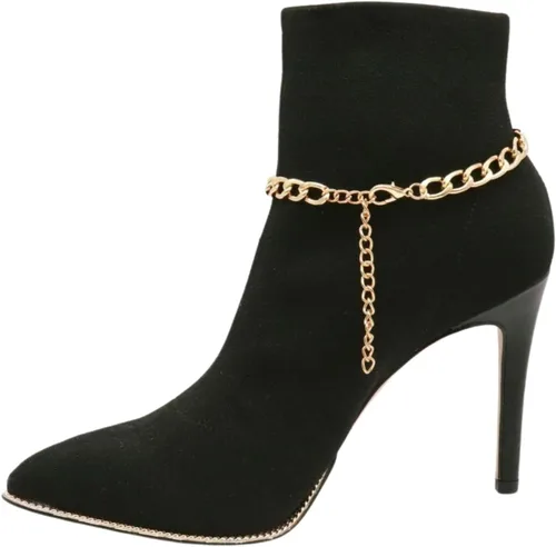 Miniatura 5 de Joyería de moda occidental para mujer, pulsera de cadena de bota, pulsera de zapatos, tobillera, círculo, abalorios rústicos, Sin gemas.
