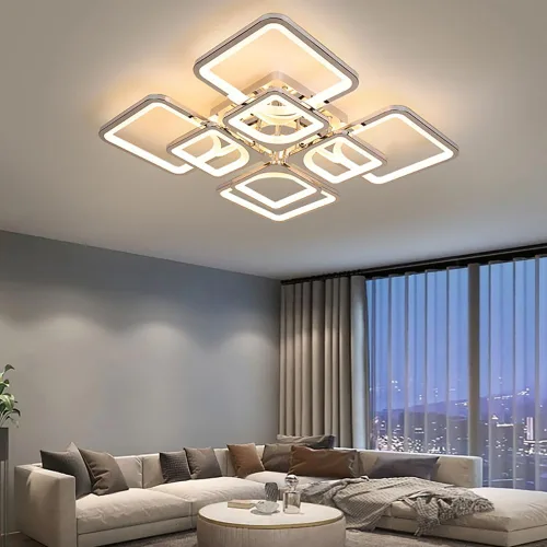 Miniatura 27 de Lámpara LED de techo regulable, 5 luces de techo de 23 pulgadas, montaje empotrado, lámpara de 80 W para sala de estar, dormitorio, cocina