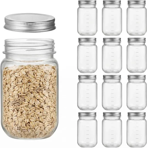 Miniatura 10 de novelinks Tarros de plástico de 16 onzas con tapas, recipientes de avena con tapas herméticas, tarros reutilizables a granel para suministros