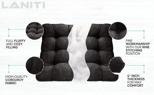 Miniatura 3 de LANITI Cojines de suelo extra grandes de 24 pulgadas para adultos, almohada cuadrada de meditación, máxima comodidad, almohadas de gran
