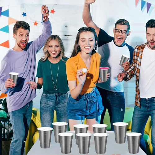 Miniatura 5 de 120 vasos de plástico grises para Año Nuevo, vasos desechables de plástico de 12 onzas, tazas de fiesta grises para beber, degustaciones servidas