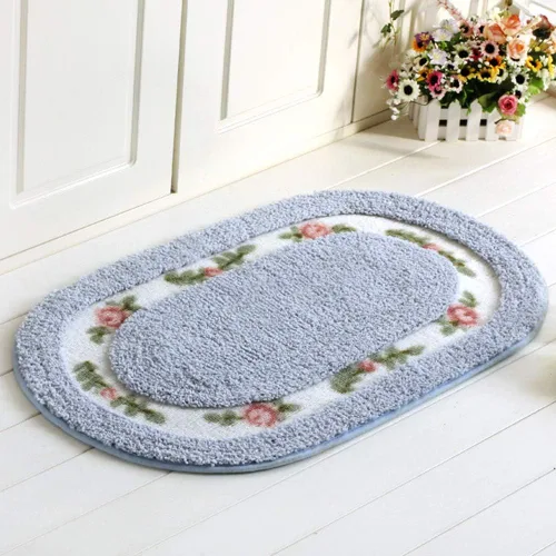 Miniatura 7 de vctops Elegante tapete de baño con diseño de rosas y flores, tapete de bienvenida para cocina, suave, antideslizante, absorbente, verde, 28 x 55