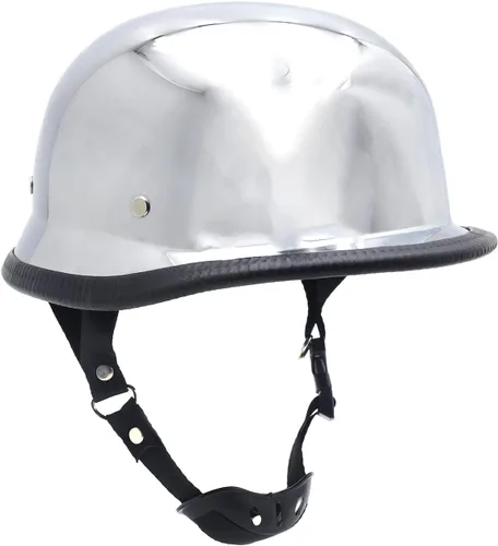 Miniatura 4 de (Talla L) Casco plateado DOT motocicleta alemán de media cara Biker Street Chopper Cruise [P/N: MT506-003-L-CD] Talla grande