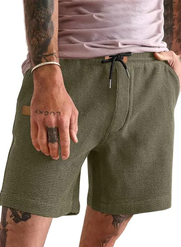 Miniatura 12 de JMIERR pantalones cortos casuales de 5"/ 7" para hombre, con cintura elástica de estilo gofrado, cordón de ajuste, pantalones cortos