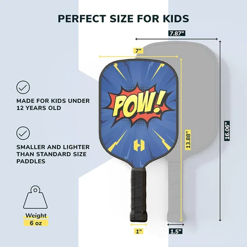 Miniatura 2 de Helium Paleta de pickleball para niños, paleta de tamaño infantil para niños de 12 años en adelante, núcleo de panal ligero, cara de golpe
