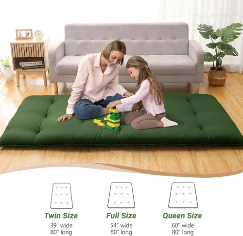 Miniatura 2 de IDEALHOUSE Colchón de futón japonés, colchón de suelo para dormir, almohadilla plegable gruesa y enrollable y tapete de tatami para dormitorio