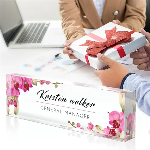 Miniatura 5 de Gowelly Placa de nombre de escritorio personalizada, placa de nombre personalizada para escritorio, regalos de Navidad personalizados para Diseño 29