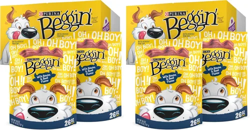 Miniatura 11 de Purina Beggin' Strips Con Carne Real Golosinas para Perros con Sabores de Tocino y Carne de Res - (Paquete de 2) Bolsas de 26 oz