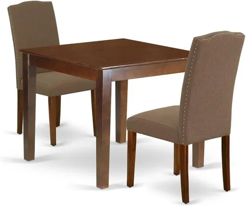 Miniatura 17 de East West Furniture OXEN5-LWH-06 - Juego de mesa de comedor moderno de 5 piezas, incluye una mesa cuadrada de madera y 4 sillas Parson tapizadas