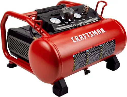 Miniatura 4 de Craftsman - Compresor de aire, 3 galones, 1,5 HP Max 155 Psi, sin aceite, portátil, color rojo, modelo CMXECXA0200341