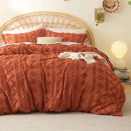 Miniatura 22 de Bedsure Funda de edredón bohemia, tamaño Queen, suave y cómoda, diseño elegante, ropa de cama bohemia para decoración, lavable a máquina, para todas