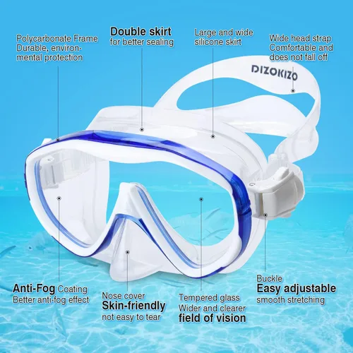 Miniatura 3 de Snorkel Set Wide-View Adult Snorkeling Scuba Gear, Professional Snorkel Goggles Anti-Fog Diving Mask, Anti-Leak Swim Goggles and Dry Top Snorkel for