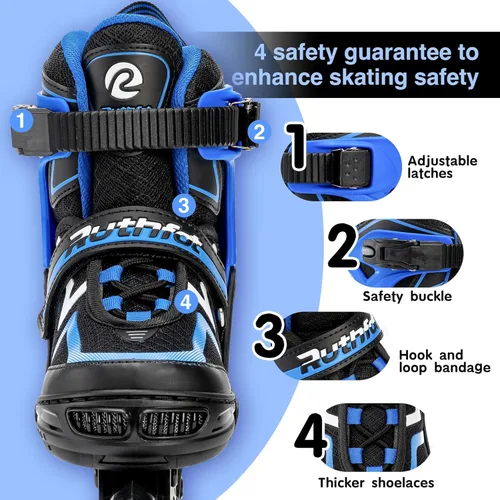 Miniatura 2 de Ruthfot Patines en línea ajustables para niños y niñas con ruedas de luz completa, patines para exteriores para niños y mujeres Azul