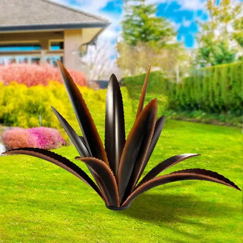 Miniatura 8 de TOMBABY Agave de Metal Agrandado Engrosado Resistente al Viento Arte de Jardín Planta de Metal Escultura Estatua de Jardín Rústico Decoración 12