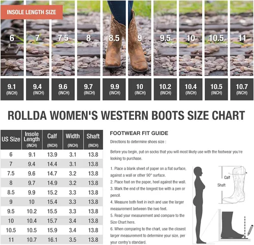 Miniatura 2 de HISEA - Botas vaqueras Rollda para mujer, con punta alargada y de estilo del lejano oeste