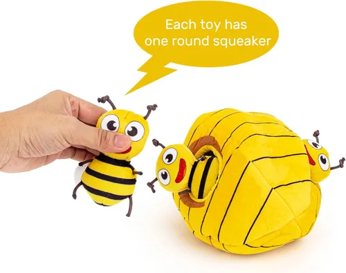 Miniatura 3 de Hollypet Hide and Seek - Juguete chirriante para perro, rompecabezas interactivo diseñado para cachorros, juguetes de peluche para cachorros, abejas