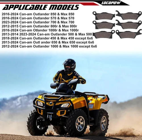 Miniatura 3 de LOCOPOW Pastillas de freno Outlander para Can Am Outlander 450 500 570 650 700 800 850 1000 1000R Max PRO HD5 HD7 2013 2014 2015 2016 2017 2018 2019
