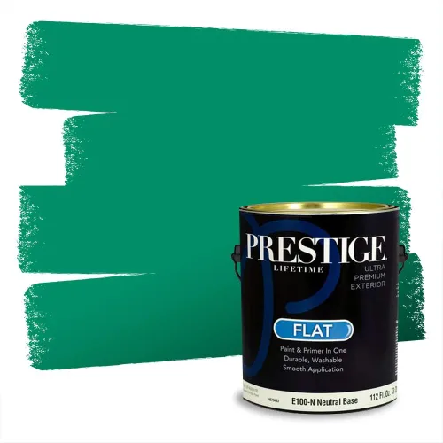 Miniatura 178 de Prestige Paints - Pintura exterior e imprimación en uno, 1 galón, plano, compatibilidad comparable con el color menta «Whipped Mint» de Behr
