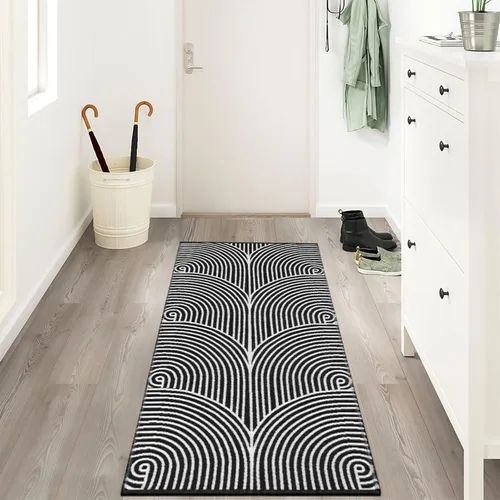Miniatura 8 de Tiffasea Alfombra de Pasillo Lavable 2' x 5', Alfombra de Pasillo de Cocina Tejida de Algodón Alfombra de Entrada Negra y Blanca Interior/Exterior