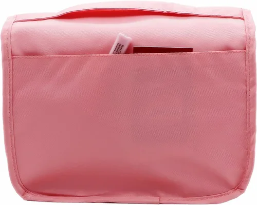 Miniatura 5 de Neceser colgante – Organizador grande de viaje de maquillaje cosmético para hombres y mujeres con gancho resistente, Rosado