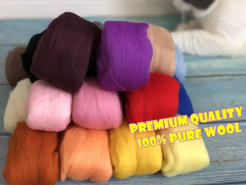 Miniatura 7 de T.F GHG Hilo de lana para fieltro de aguja, juego de 8 colores, 15 G/color, total 4.23 onzas, 100% lana natural, fibra de lana para hilo de fieltro