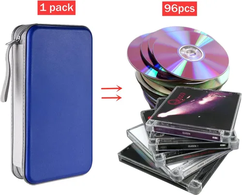 Miniatura 2 de LIOVODE Funda para DVD, estuche portátil para CD de capacidad para 96, organizador de cartera de DVD de plástico duro, organizador para coche CD