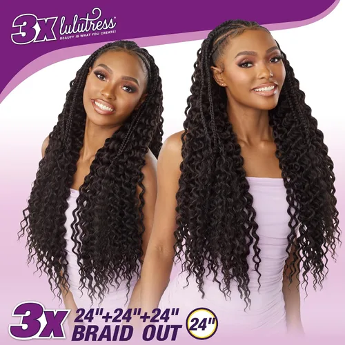 Miniatura 3 de Sensationnel Lulutress - Cabello trenzado de ganchillo – 3 trenzas de 24 pulgadas totalmente plegadas para bricolaje, todas las rastas sintéticas 1