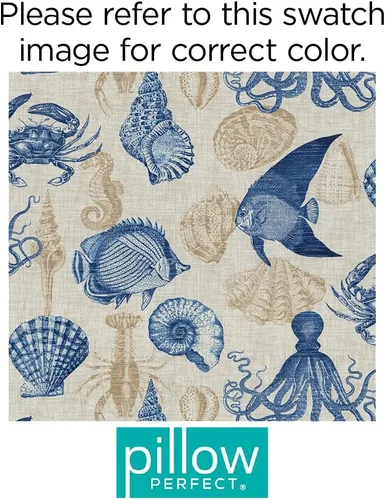 Miniatura 3 de Pillow Perfect Sealife Marine - Cojín para banco/columpio para exteriores/interiores, 45 x 18 pulgadas, azul