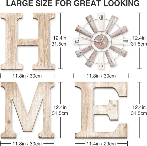 Miniatura 2 de Letreros de casa de campo con reloj de molino de viento, decoración de pared, letras rústicas para el hogar, arte de pared para sala de estar