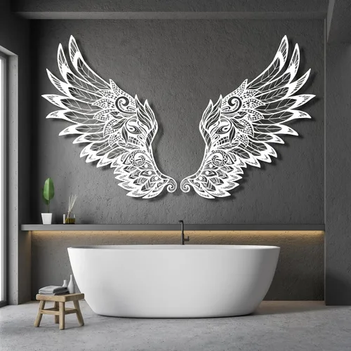 Miniatura 7 de Decoración de pared de alas de ángel de metal, decoración de pared de alas de ángel grandes, ángel de la guarda, escultura de pared de ángel, alas