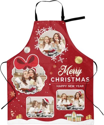 Miniatura 9 de Delantales personalizados con dos bolsillos para mujeres y hombres, delantales personalizados impresos con texto fotográfico para cocinero de cocina